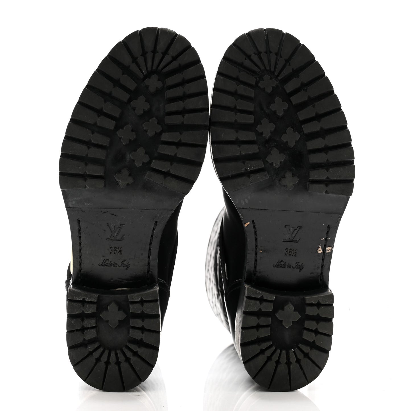 Calfskin Embossed Monogram Rebellion Half Boots 36.5 Black