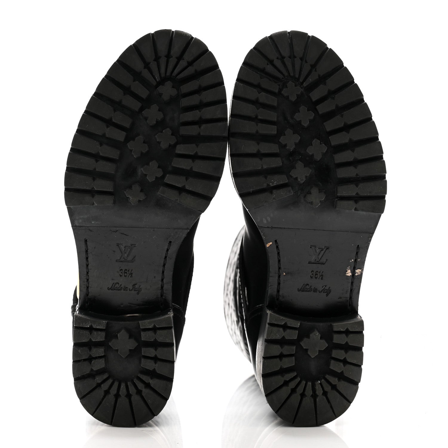 Louis Vuitton Calfskin Embossed Monogram Rebellion Half Boots 36.5 Black 5 of 11