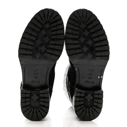 Louis Vuitton Calfskin Embossed Monogram Rebellion Half Boots 36.5 Black 5 of 11