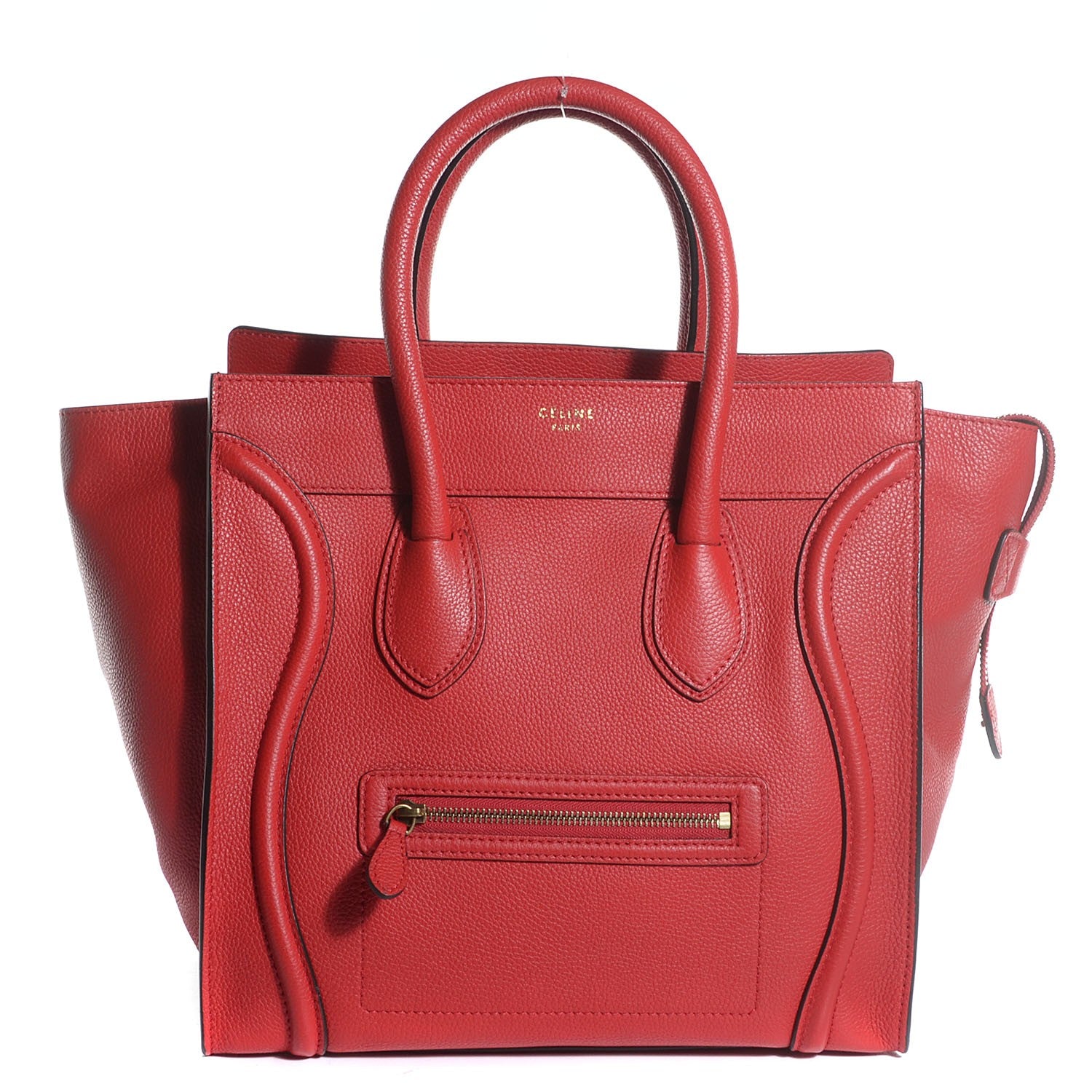 Celine Drummed Calfskin Mini Luggage Coquelicot 9 of 16