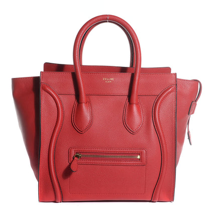 Celine Drummed Calfskin Mini Luggage Coquelicot 9 of 16
