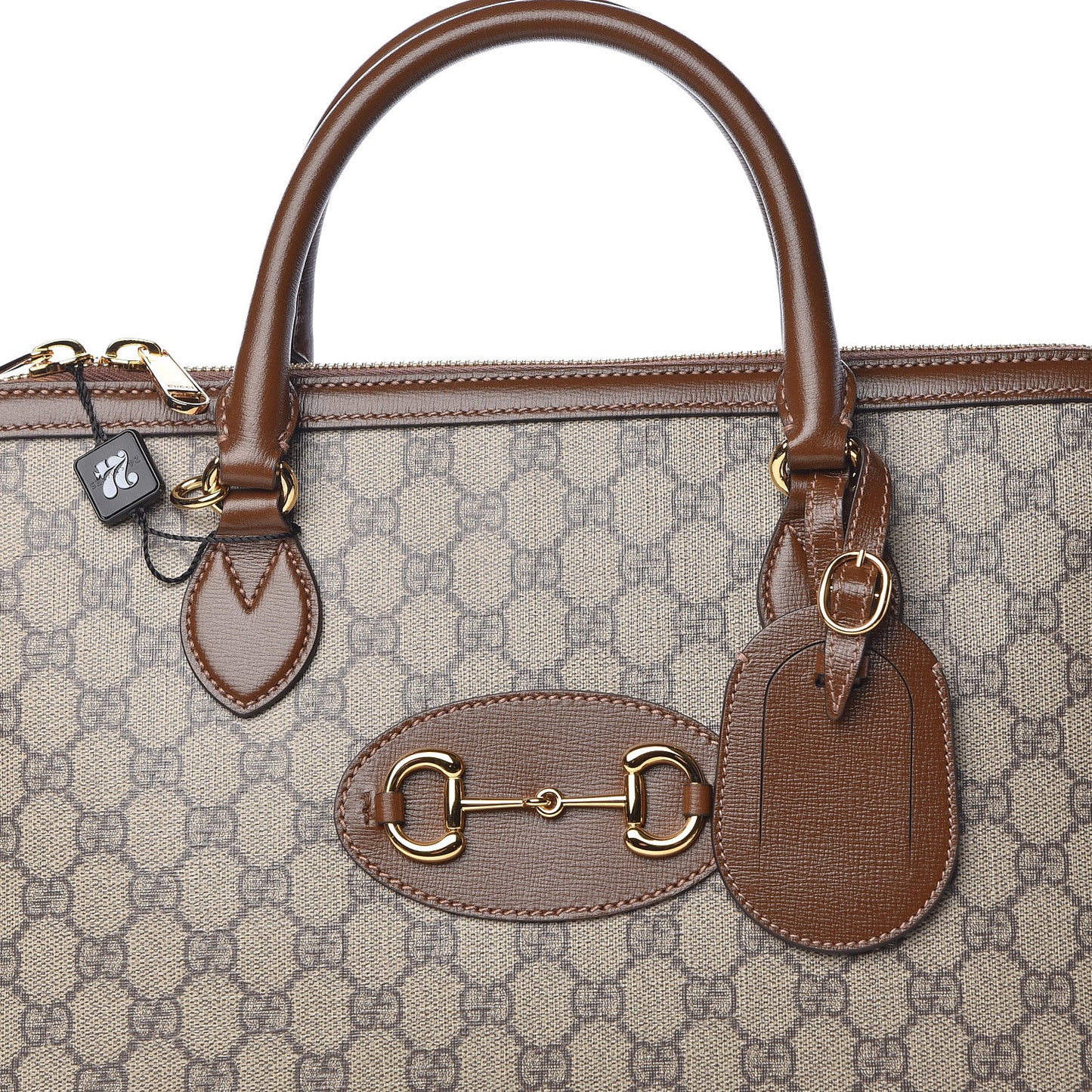 GG Supreme Monogram Azalea Calfskin Eterotopia Horsebit 1955 Duffle Bag Beige Ebony Brown Sugar