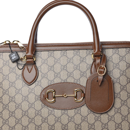 Gucci GG Supreme Monogram Azalea Calfskin Eterotopia Horsebit 1955 Duffle Bag Beige Ebony Brown Sugar 8 of 10