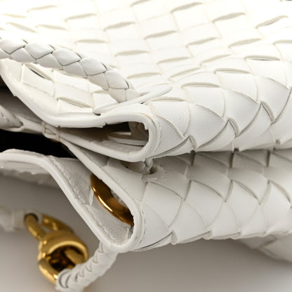 Bottega Veneta Nappa Intrecciato Small East West Andiamo Shoulder Bag White 14 of 15