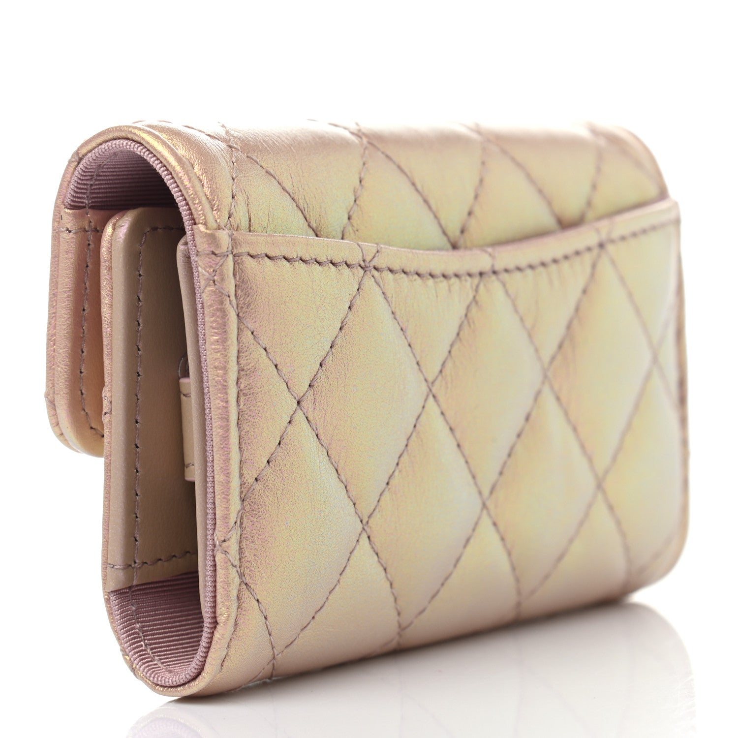 Chanel Iridescent Calfskin Quilted Classic 4 Key Holder Wallet Pink 3 of 8