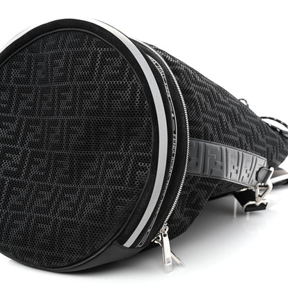 Fendi Mesh Cuoio Romano Vitello Stampa FF 1974 Embossed Logo Plate Mon Tresor Holdall Bag Black 9 of 9