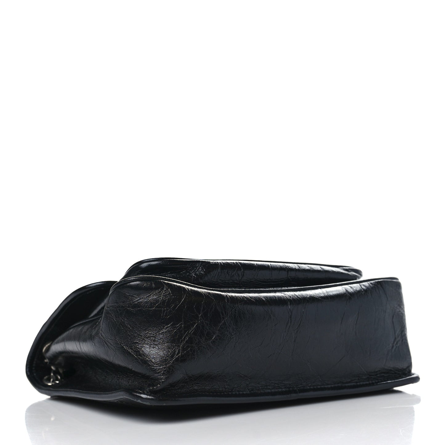 Crinkled Calfskin Matelasse Monogram Medium Niki Chain Satchel Black