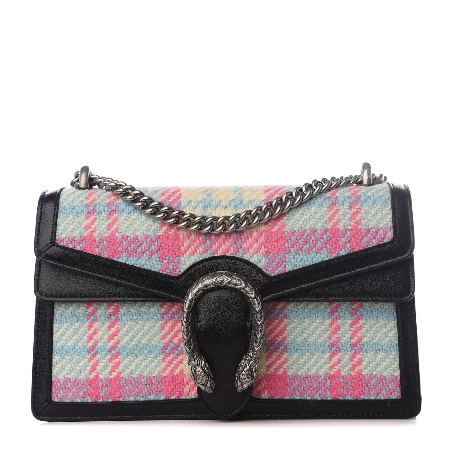 Tweed Azalea Calfskin Candy Madras Small Dionysus Shoulder Bag Blue Pink Black