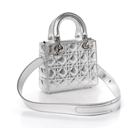 Christian Dior Metallic Grained Calfskin Cannage Small Lucky Badges My Lady Dior Silver 2 of 9
