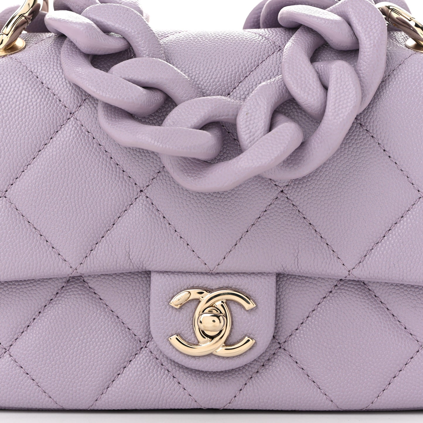 Caviar Quilted Funky Match Mini Flap Light Purple Light Purple