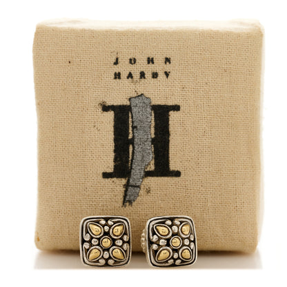 John Hardy Sterling Silver 18K Yellow Gold Jaisalmer Dot Square Earrings 3 of 5