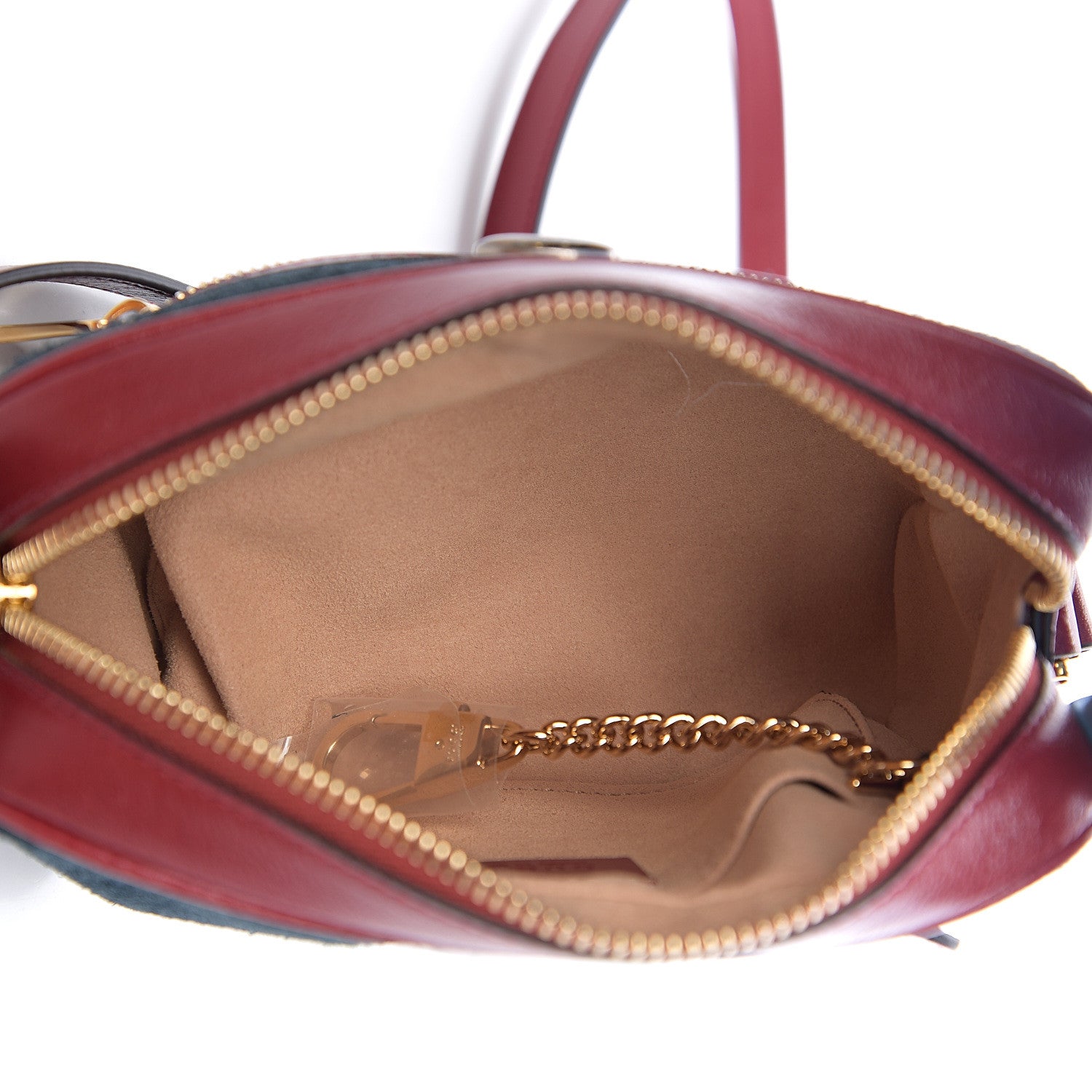 Gucci Suede Calfskin Web Mini Ophidia Shoulder Bag New Blue Romantic Cherry 4 of 9