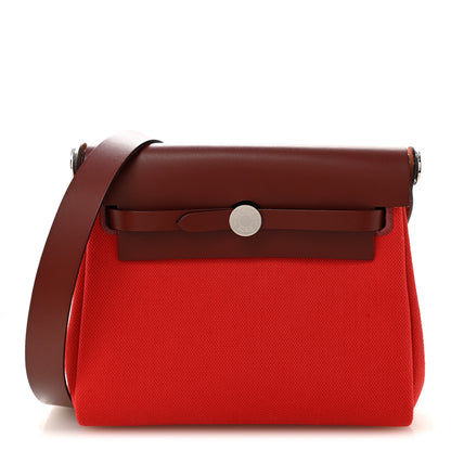 Hermes Military Toile Vache Hunter Herbag Zip Retourne 20 Rouge Piment Rouge H 2 of 19