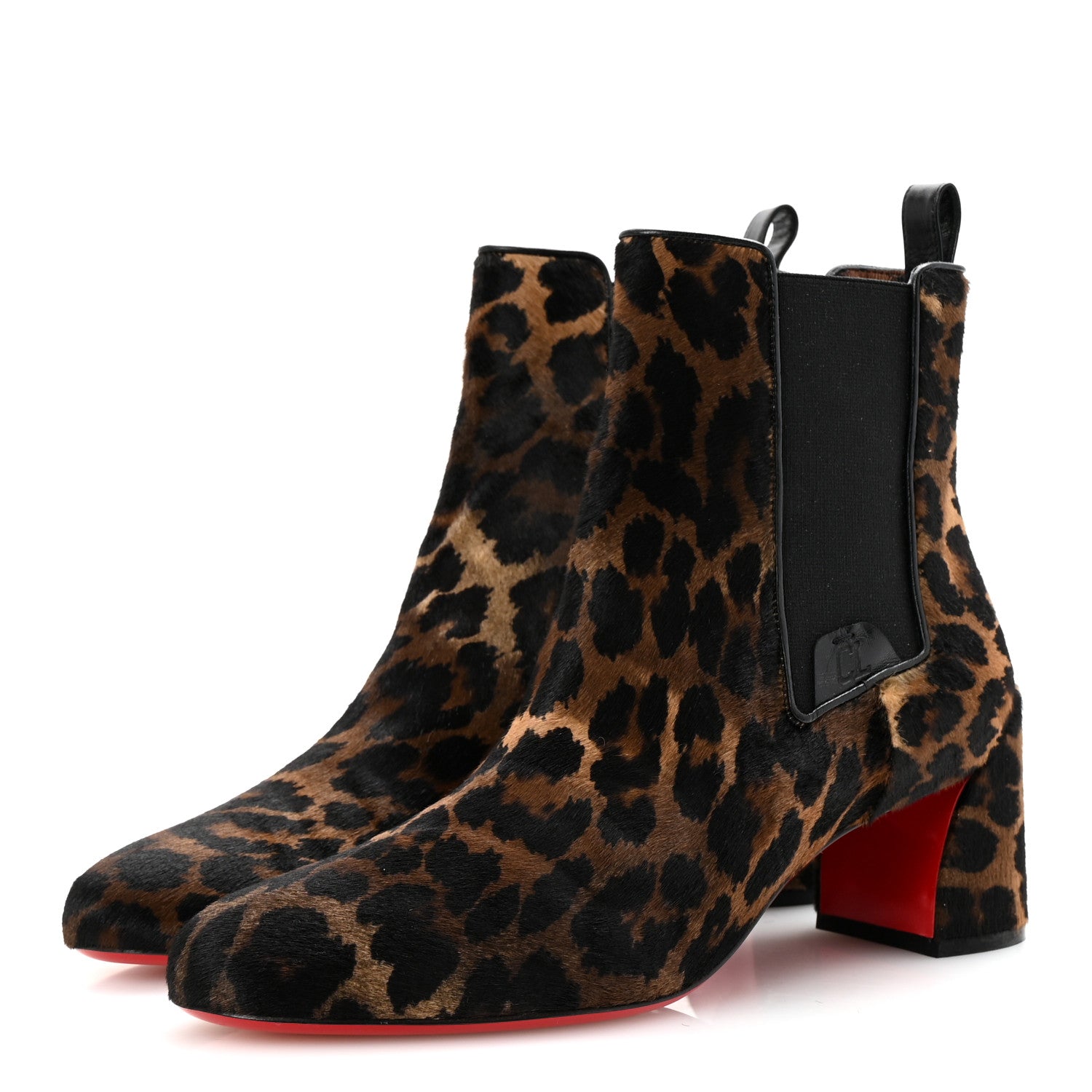 Christian Louboutin Pony Kid Leopard Turelastic 55 Ankle Boots 41 Brown Black 4 of 9