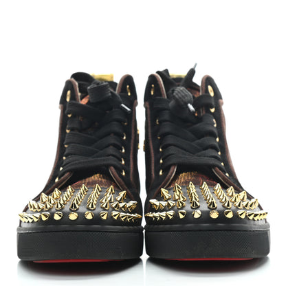 Christian Louboutin Calfskin Lurex Specchio Spikes Louis Orlato Flat Sneakers 37 Black Gold 2 of 8