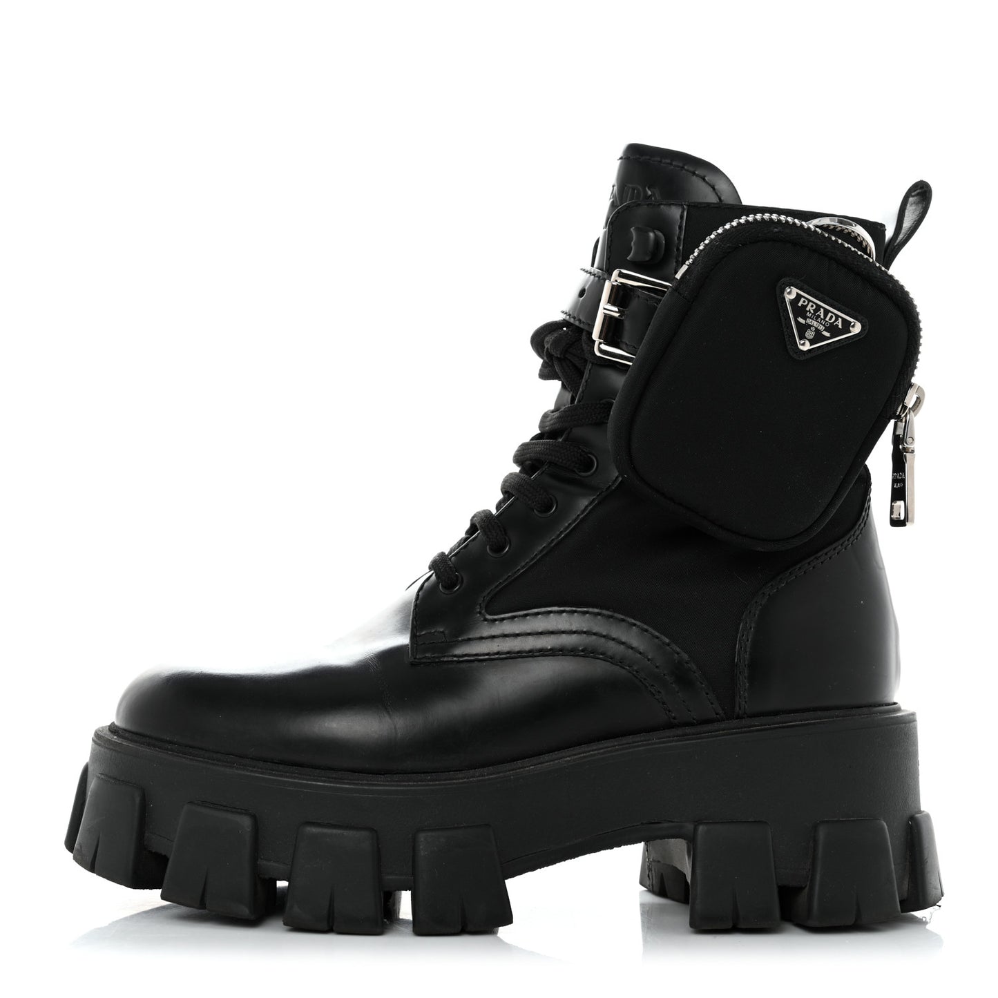 Spazzolato Rois Nylon Metal Triangle Logo Monolith Pouch Pocket 55mm Boots 36 Black
