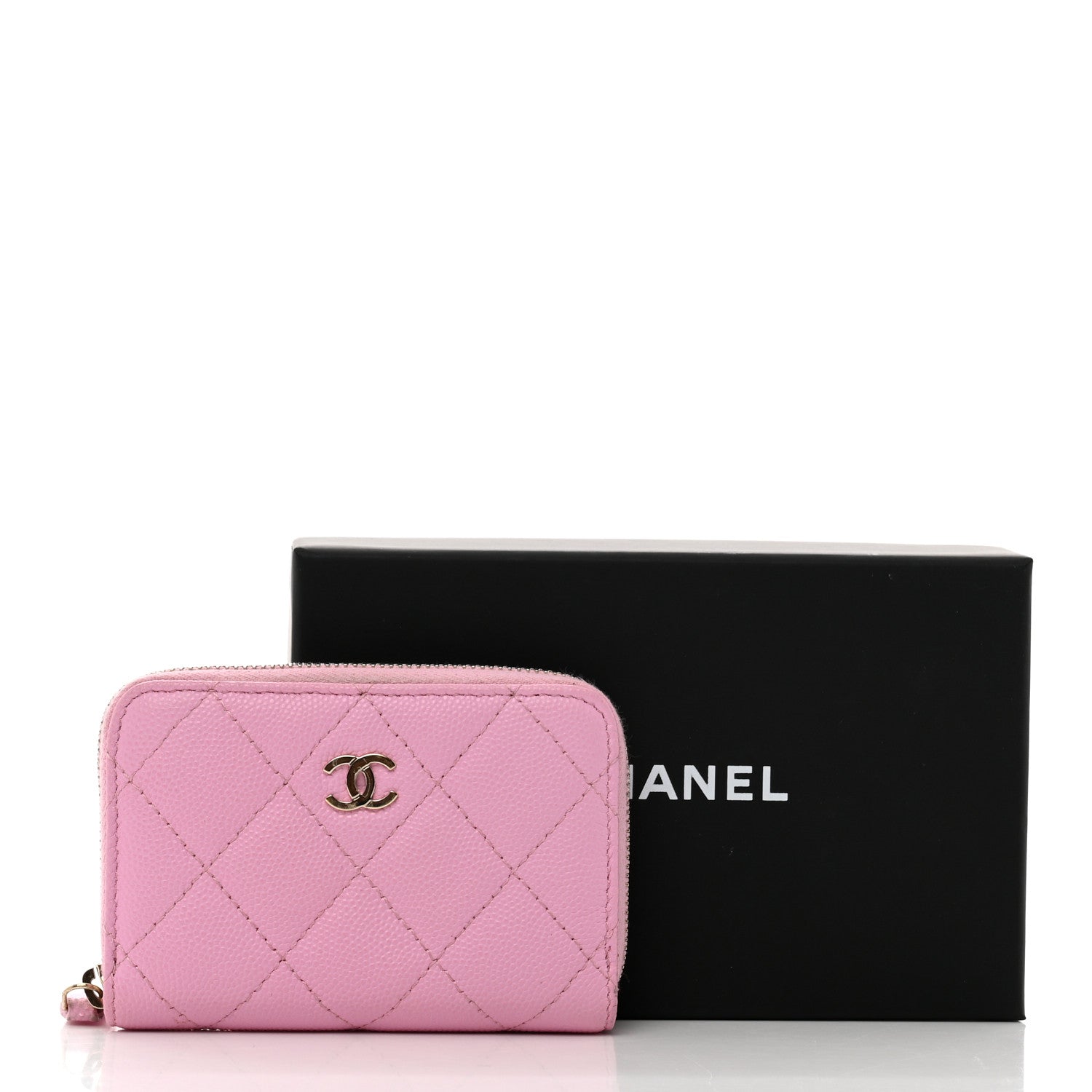 Chanel Caviar Quilted Zip Coin Purse Pink 12 of 12