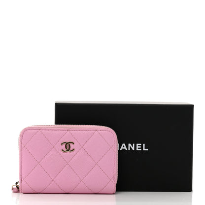 Chanel Caviar Quilted Zip Coin Purse Pink 12 of 12