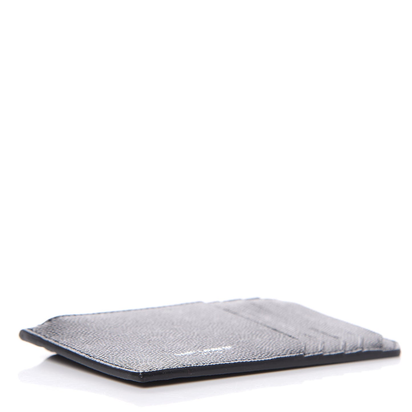 Grained Calfskin 5 Fragments Zip Pouch Card Holder Black