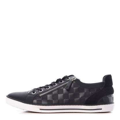 Louis Vuitton Calfskin Suede Damier Infini Aventure Zip Up Sneakers 9.5 Onyx 1 of 16