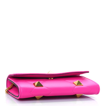 Valentino Garavani Nappa Roman Stud Wallet On Chain Pink PP 4 of 9