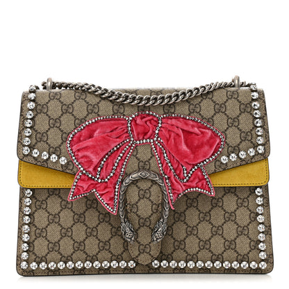 Gucci GG Supreme Monogram Crystal Bow Embroidered Medium Dionysus Shoulder Bag Yellow 1 of 13