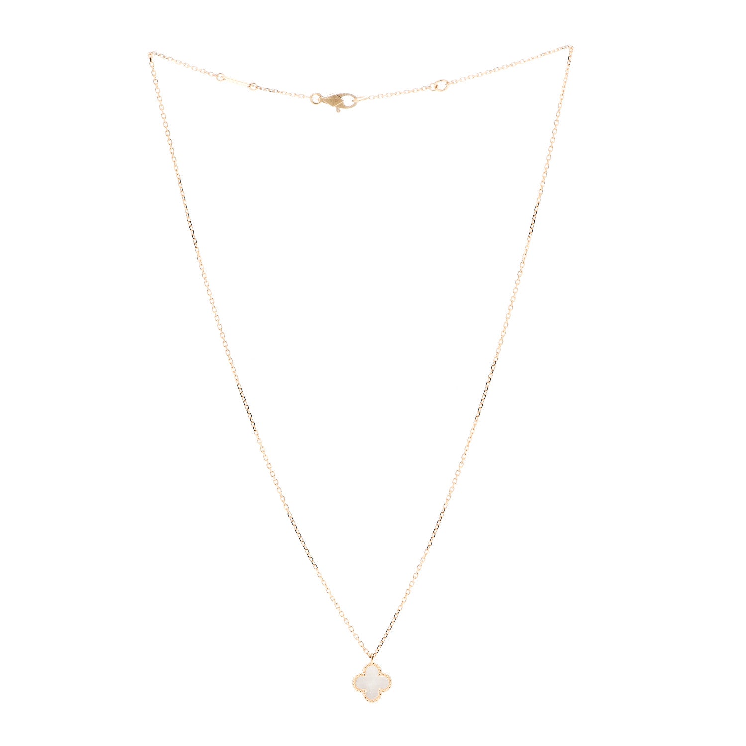 Van Cleef & Arpels 18K Yellow Gold Mother of Pearl Sweet Alhambra Pendant Necklace 3 of 7