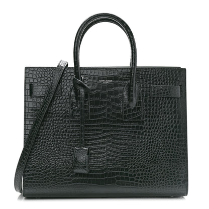 Saint Laurent Patent Crocodile Embossed Small Sac de Jour Dark Green 1 of 11