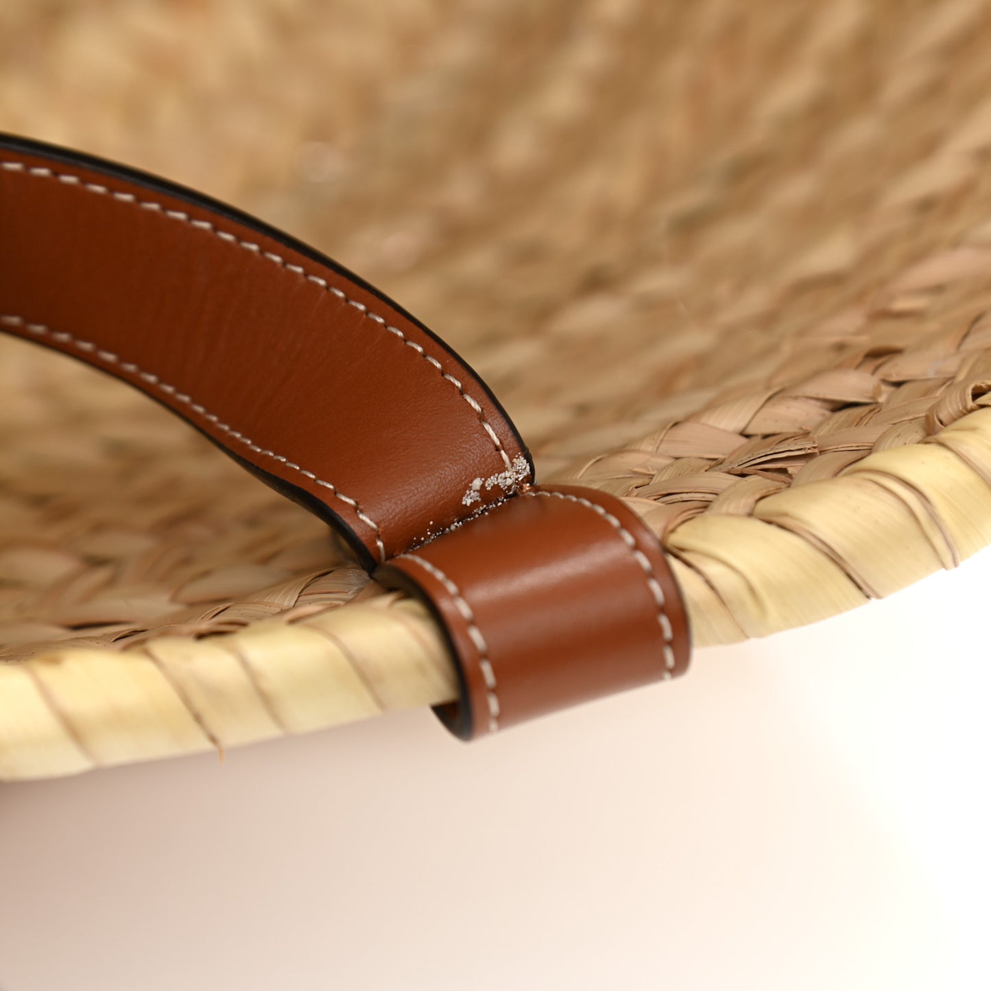 Raffia Calfskin Triomphe Medium Panier Tan