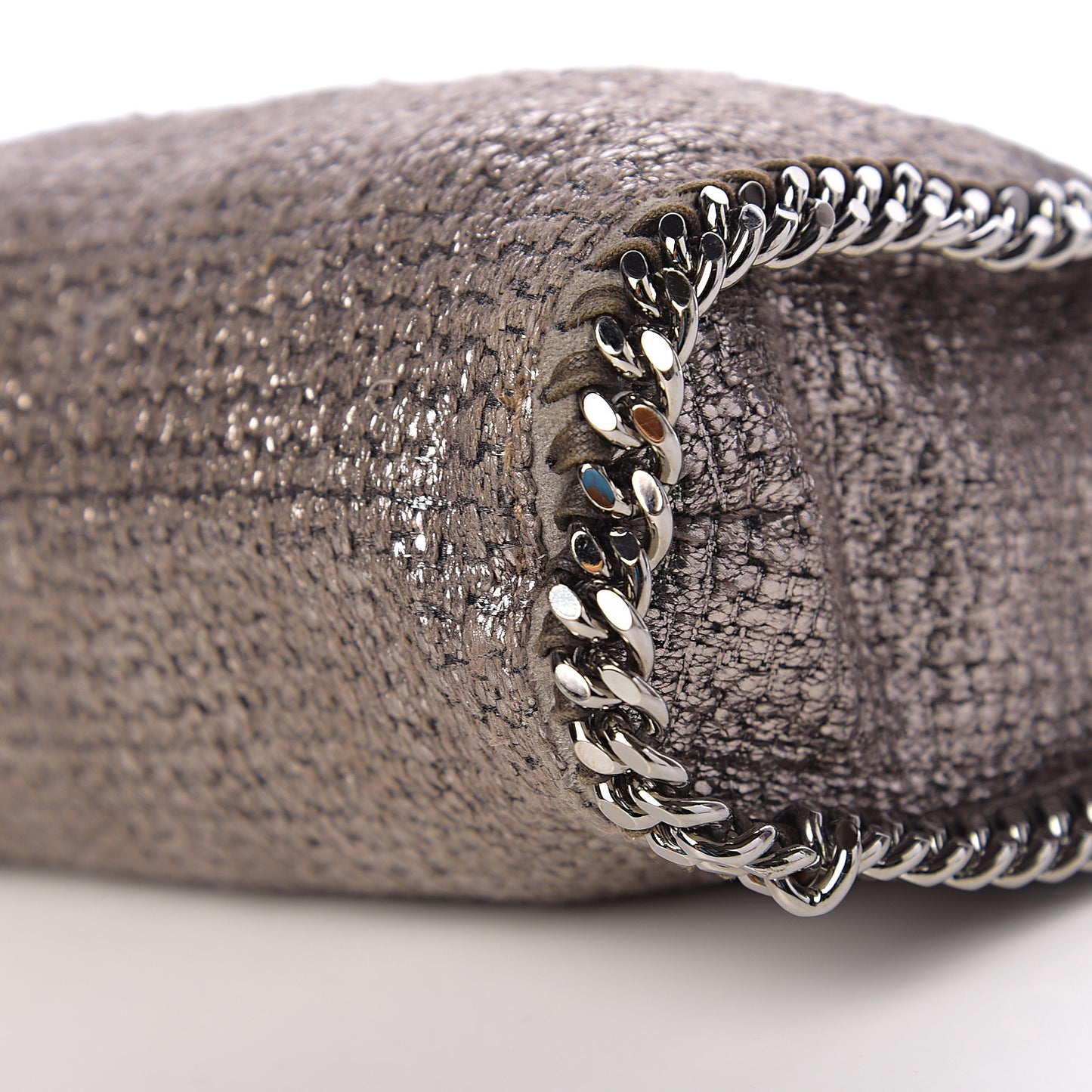Metallic Tricot Falabella Fold Over Tote Grey