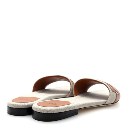 Fendi Vitello Canvas Signature Flat Slide Sandals 40 Cuoio Grezzo 5 of 8