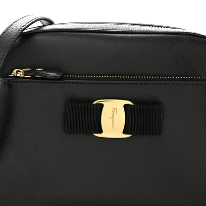 Salvatore Ferragamo Hammered Calfskin Lydia Bow Camera Bag Black 7 of 12