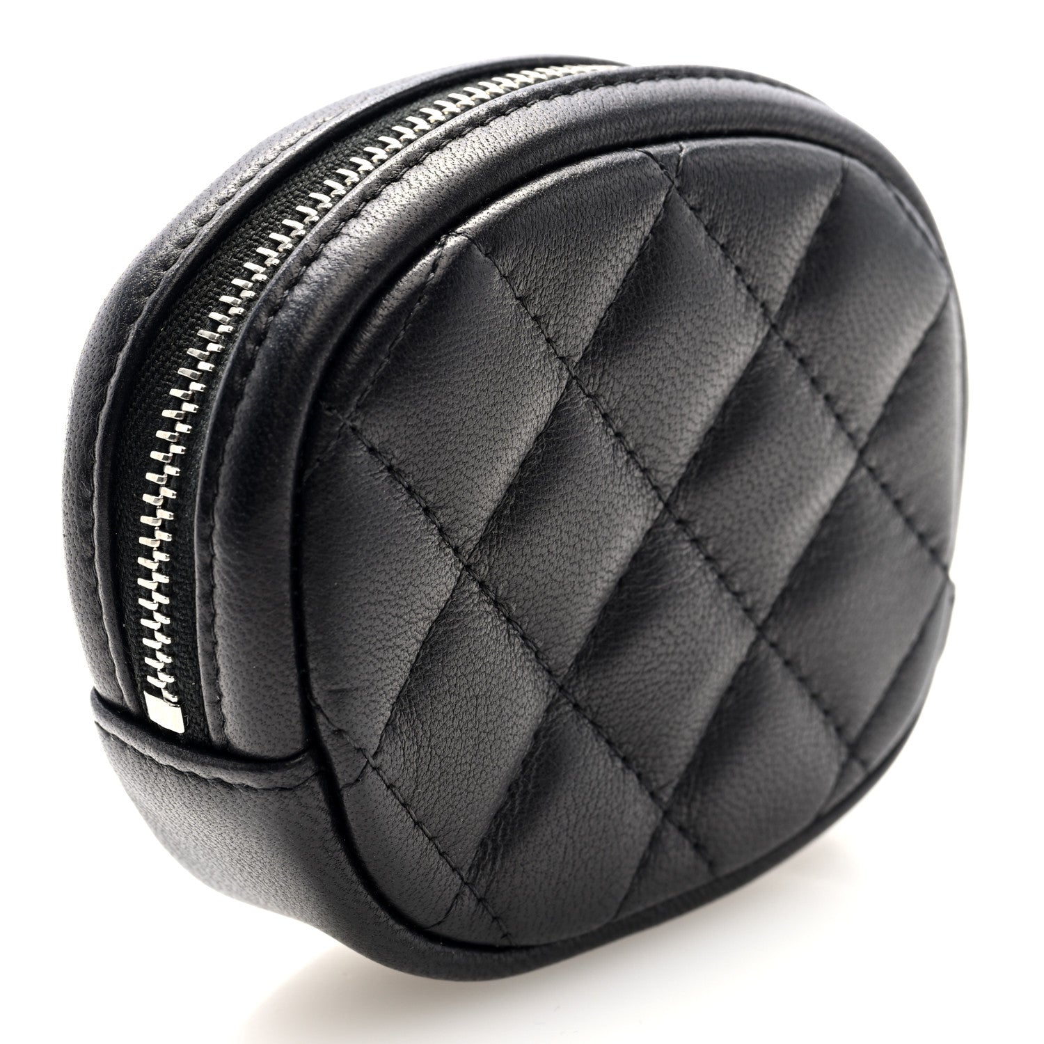 Chanel Lambskin Quilted Zip Around Classic Coin Purse Black 3 of 8
