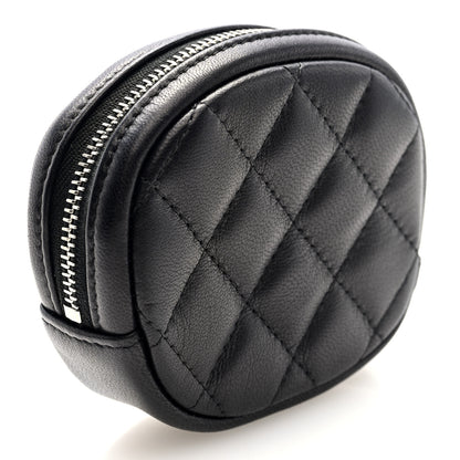 Chanel Lambskin Quilted Zip Around Classic Coin Purse Black 3 of 8