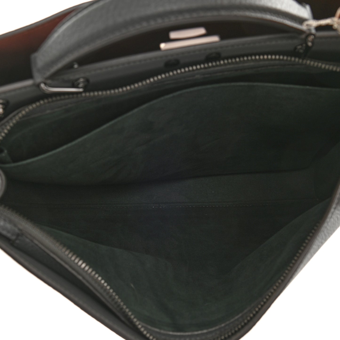 Cuoio Romano Vitello Cover Glazed Fabric Bi-Color FF 1974 Medium Peekaboo I SEE U Satchel Asfalto Praline Tobacco Moro
