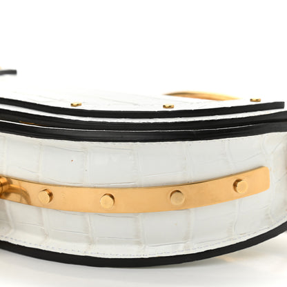 Chloe Calfskin Crocodile Embossed Small Nile Bracelet Minaudiere Bag White 10 of 14