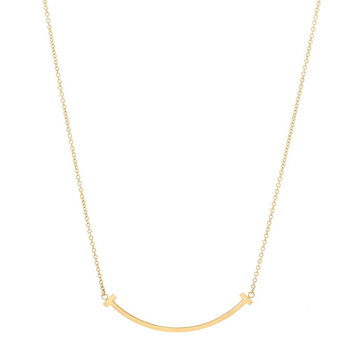 18K Yellow Gold Small T Smile Pendant Necklace