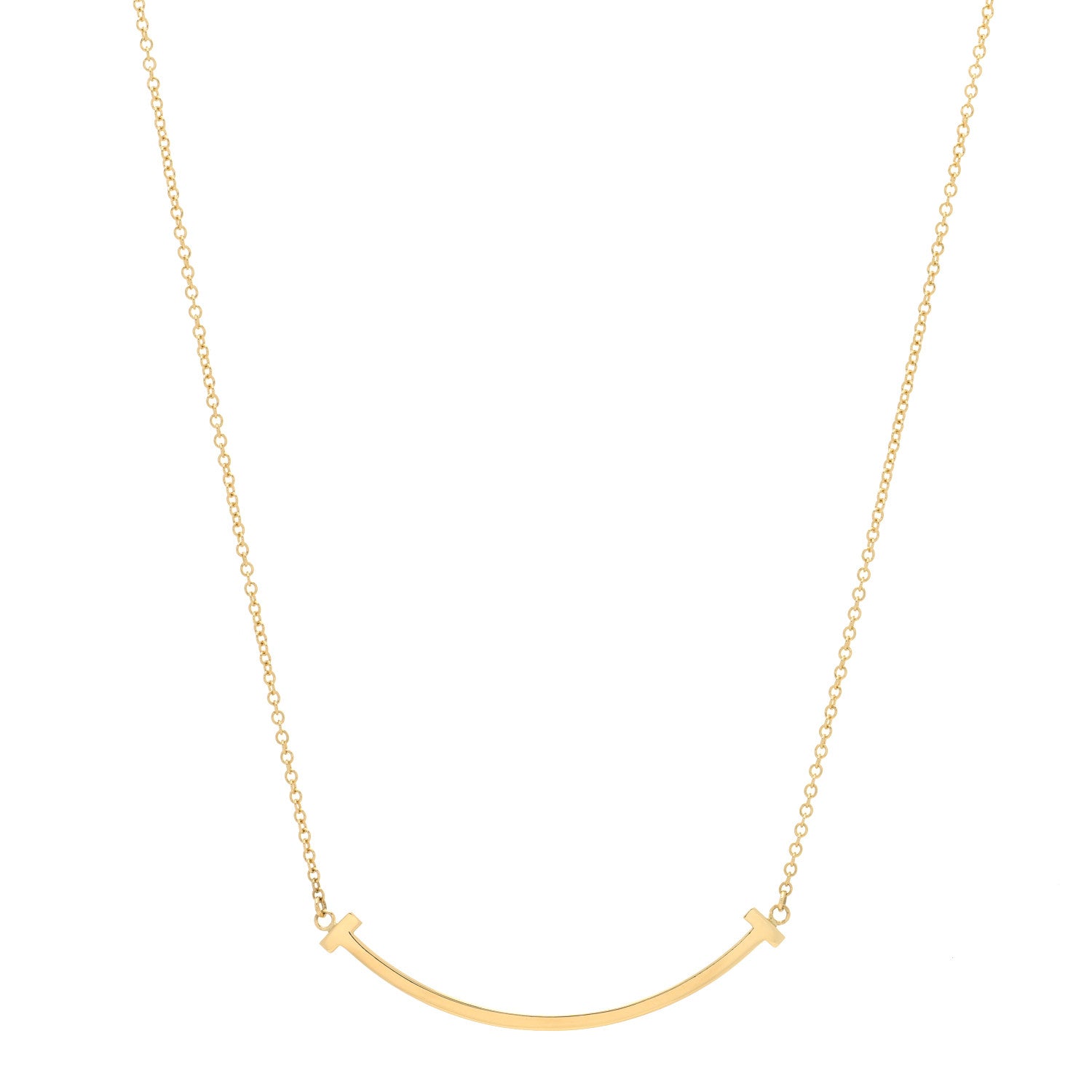 Tiffany 18K Yellow Gold Small T Smile Pendant Necklace 1 of 6