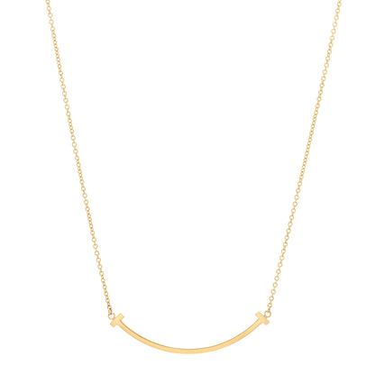 Tiffany 18K Yellow Gold Small T Smile Pendant Necklace 1 of 6