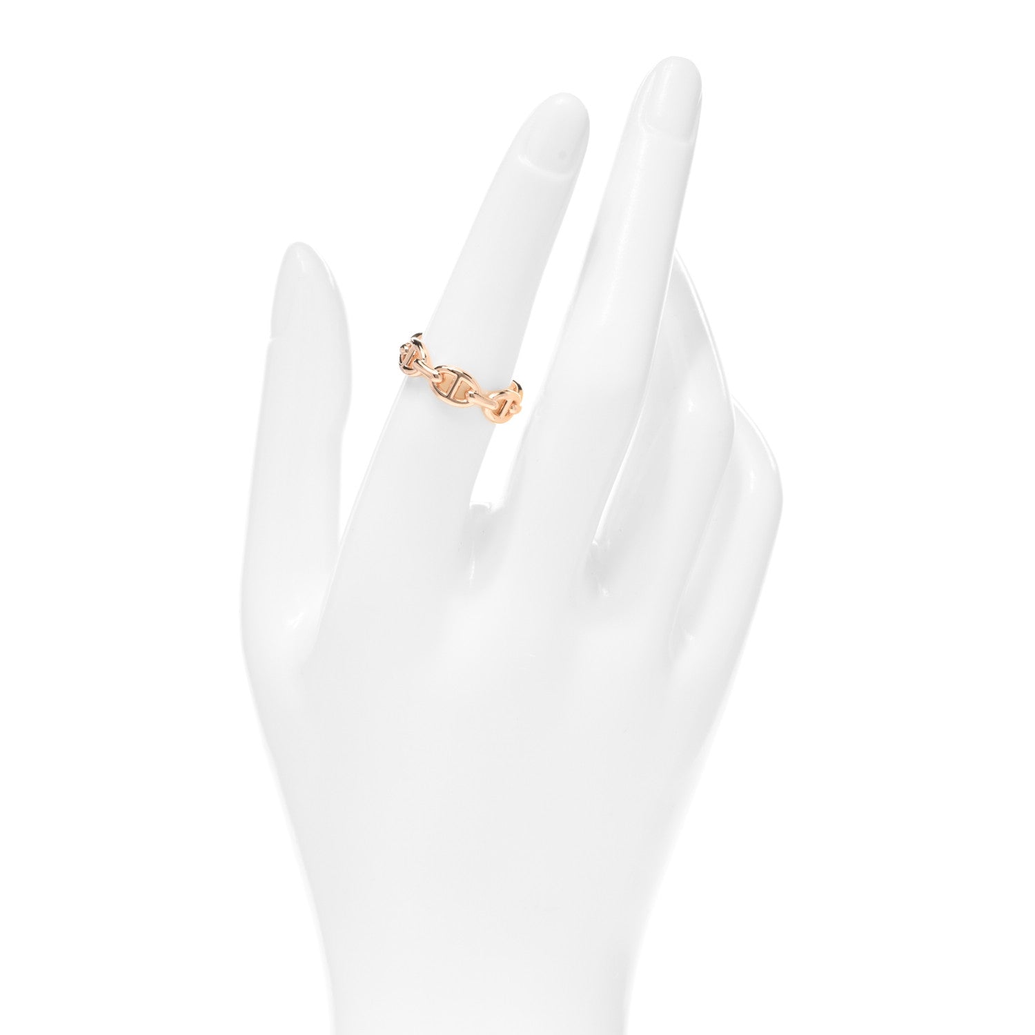 Hermes 18K Rose Gold PM Chaine d'Ancre Enchainee Ring 54 6.75 2 of 5