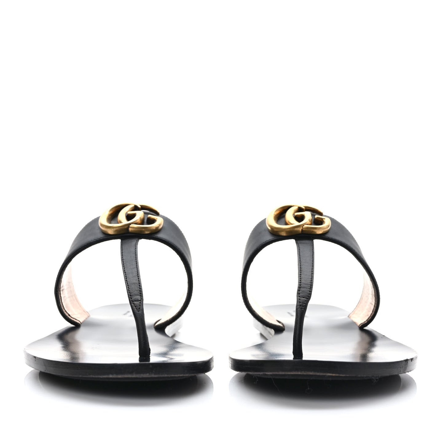 Calfskin GG Marmont Thong Sandals 39.5 Black
