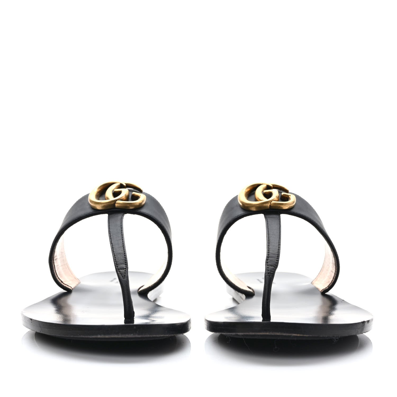 Gucci Calfskin GG Marmont Thong Sandals 39.5 Black 2 of 7