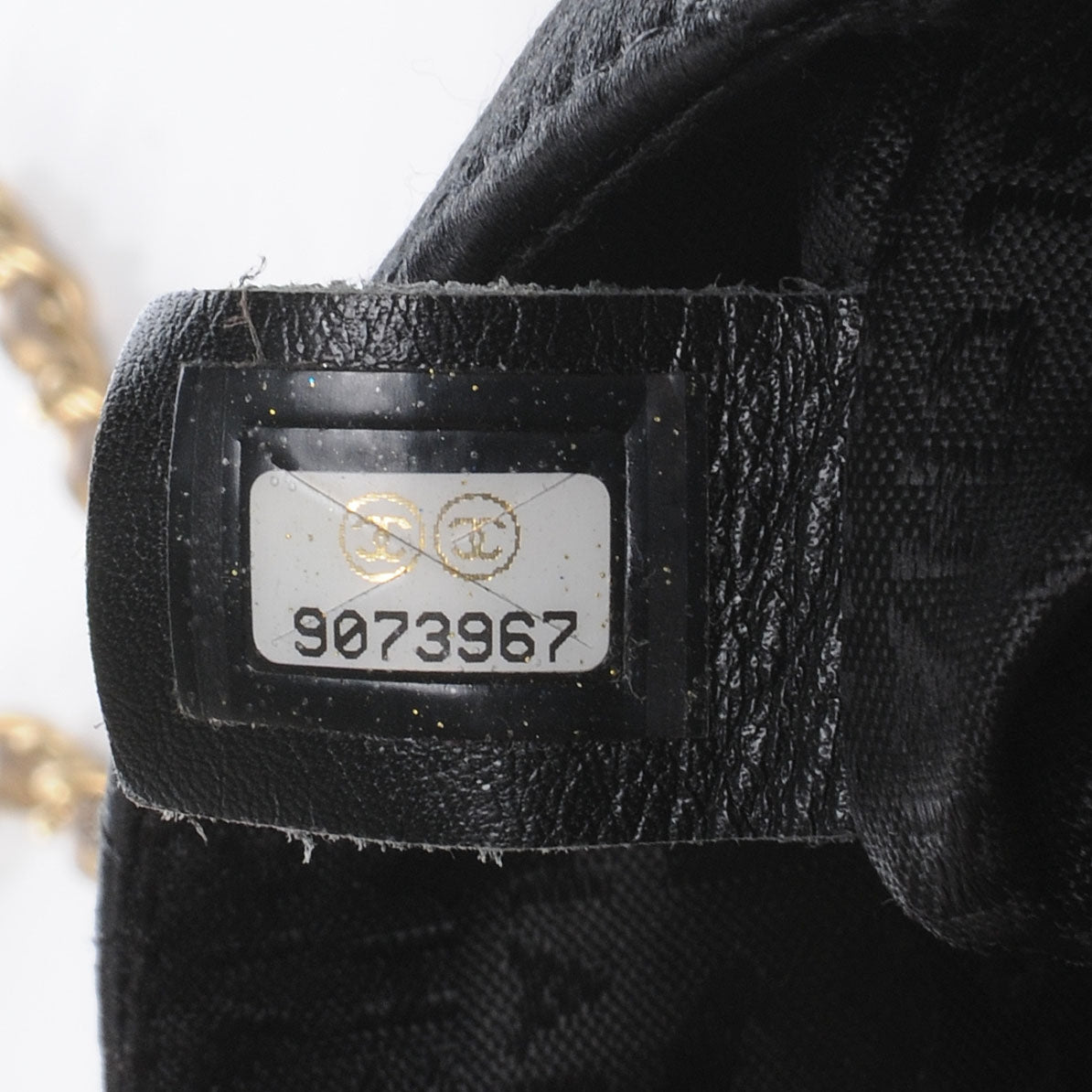 Satin Quilted Extra Mini Flap Black Gold