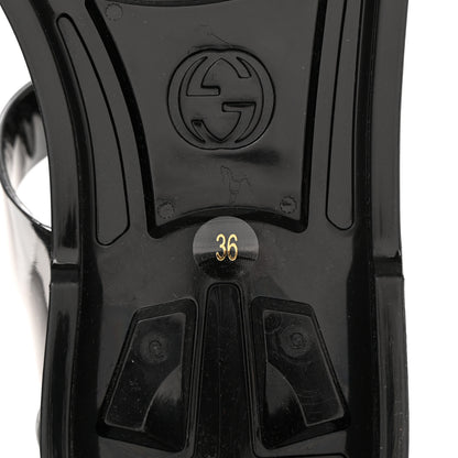 Gucci Shiny Rubber Double G Buckle Strap Sandals 36 Black 7 of 9