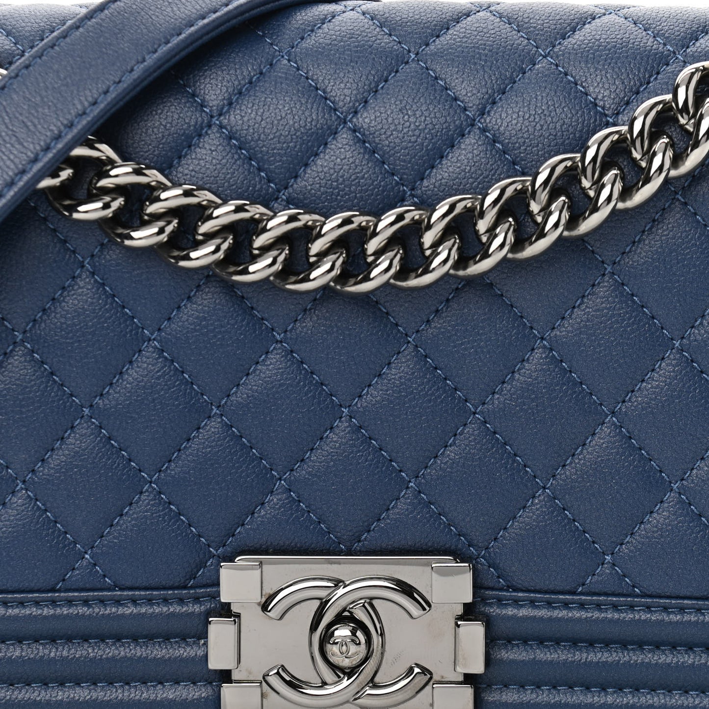 Caviar Quilted Medium Boy Flap Blue