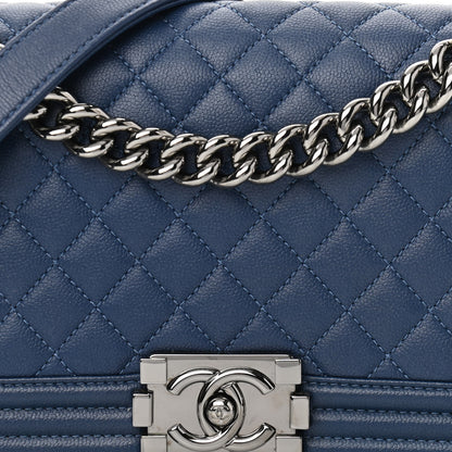 Chanel Caviar Quilted Medium Boy Flap Blue 8 of 10