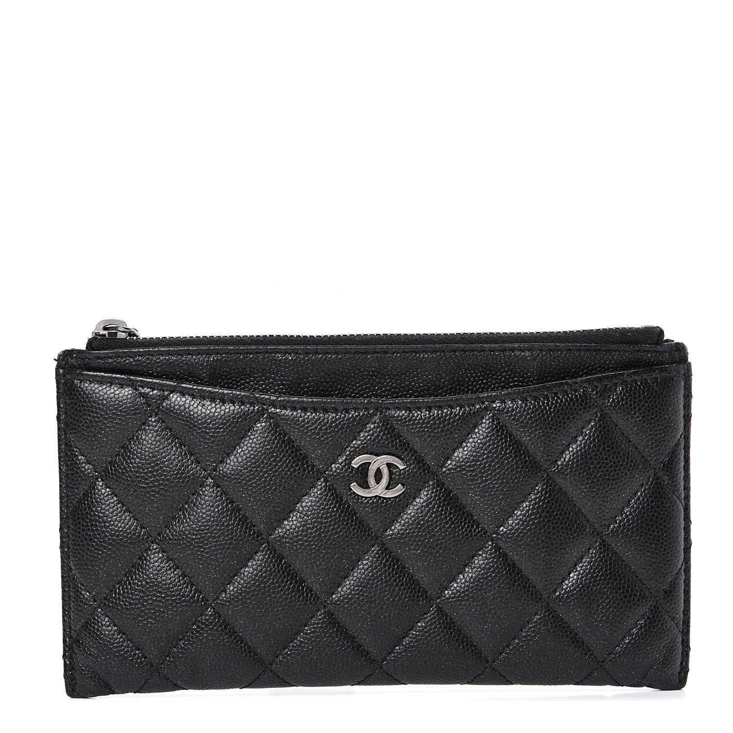 Chanel Iridescent Caviar Quilted Classic Zip Pouch Black 1 of 13