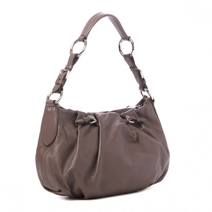 Prada Soft Calfskin Pleated Belt Hobo Bambu 2 of 8
