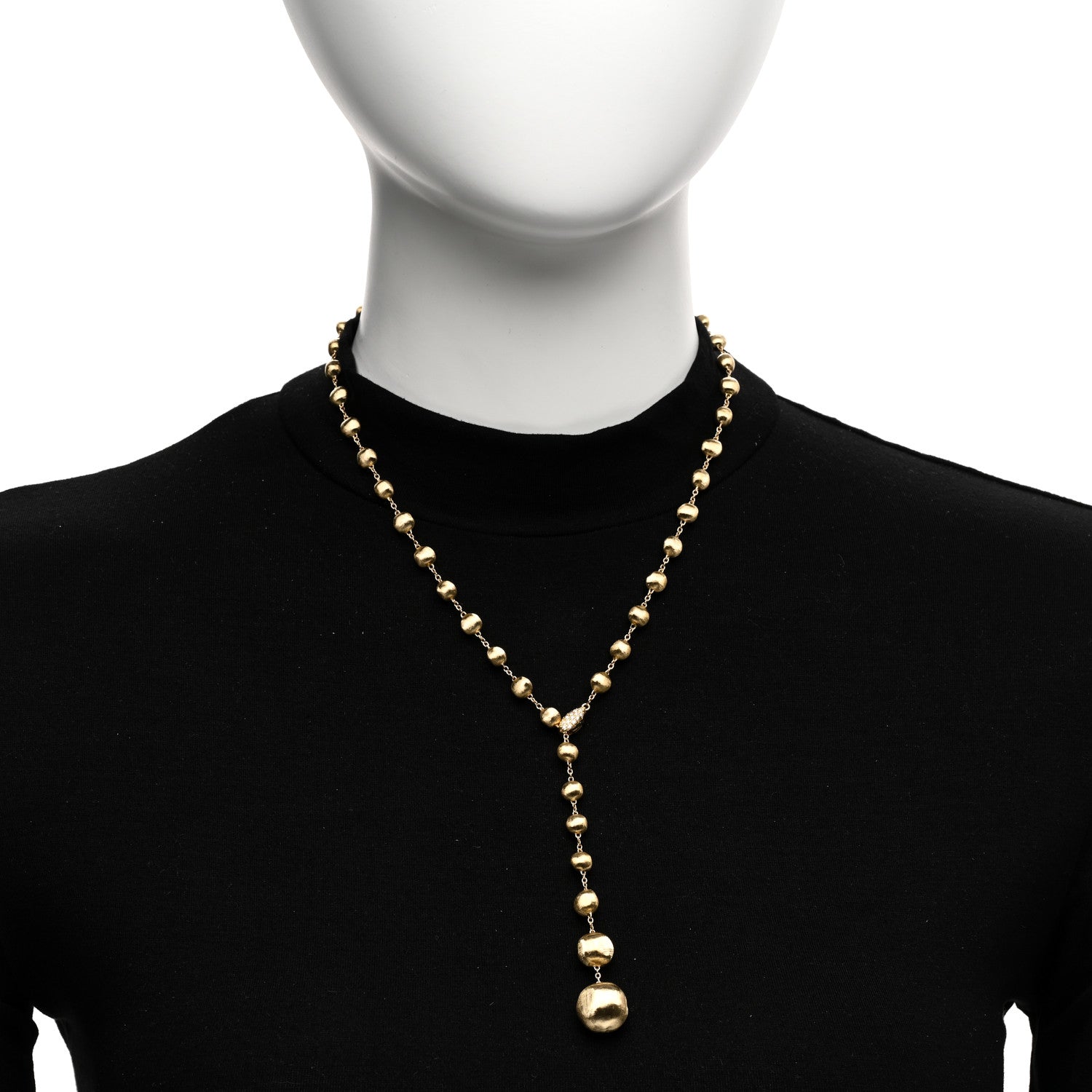 Marco Bicego 18K Yellow Gold Diamond Africa Small Bead Y Necklace 2 of 4