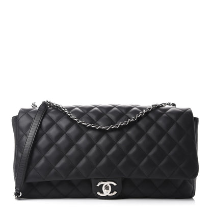 Chanel Rubber Quilted Lambskin Maxi Coco Rain Flap Black 1 of 10